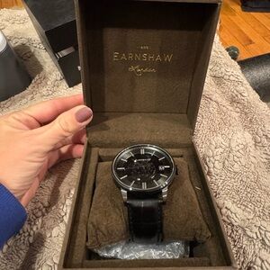 Earnshaw Black Leather Men's Watch